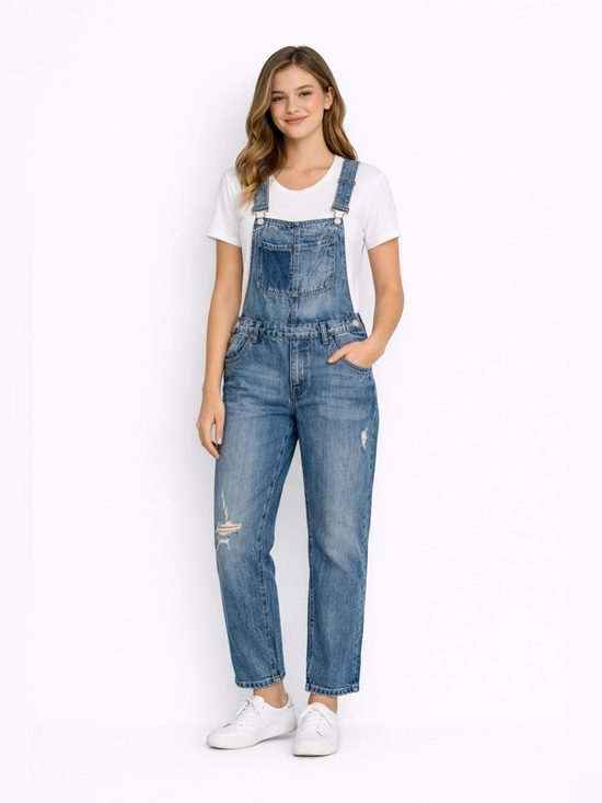 harmony + havoc Denim - harmony and havoc distressed light wash denim overalls